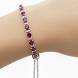 Pulsera De Piedra Natural Rubí Con Circonia