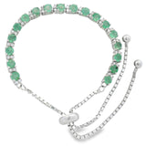 Pulsera De Piedra Natural Esmeralda Con Circonia
