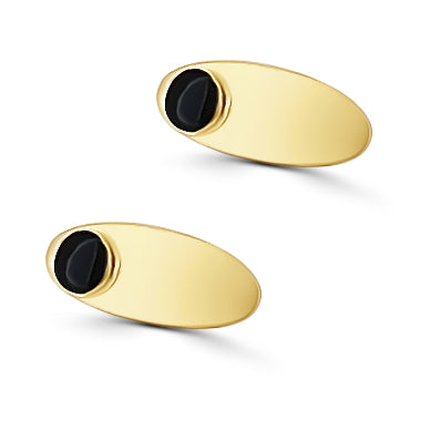 Arete De Plata Óvalo Negro