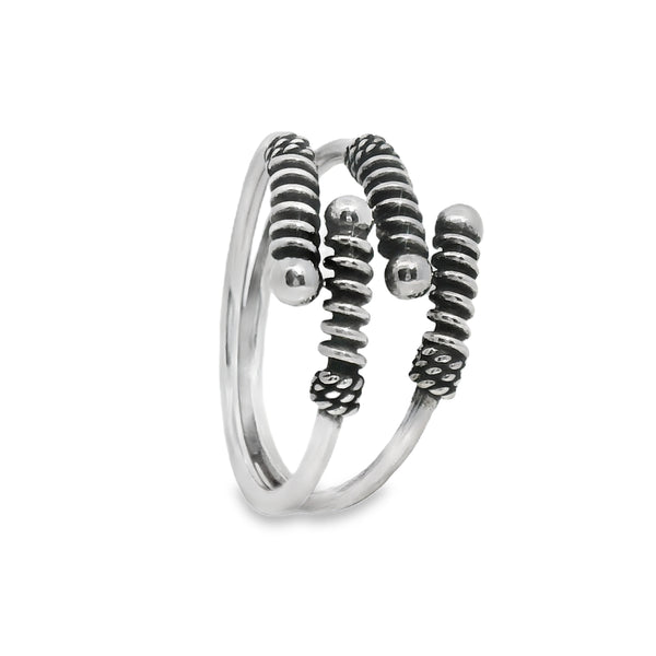 Anillo Resorte Pavonado de Plata 6