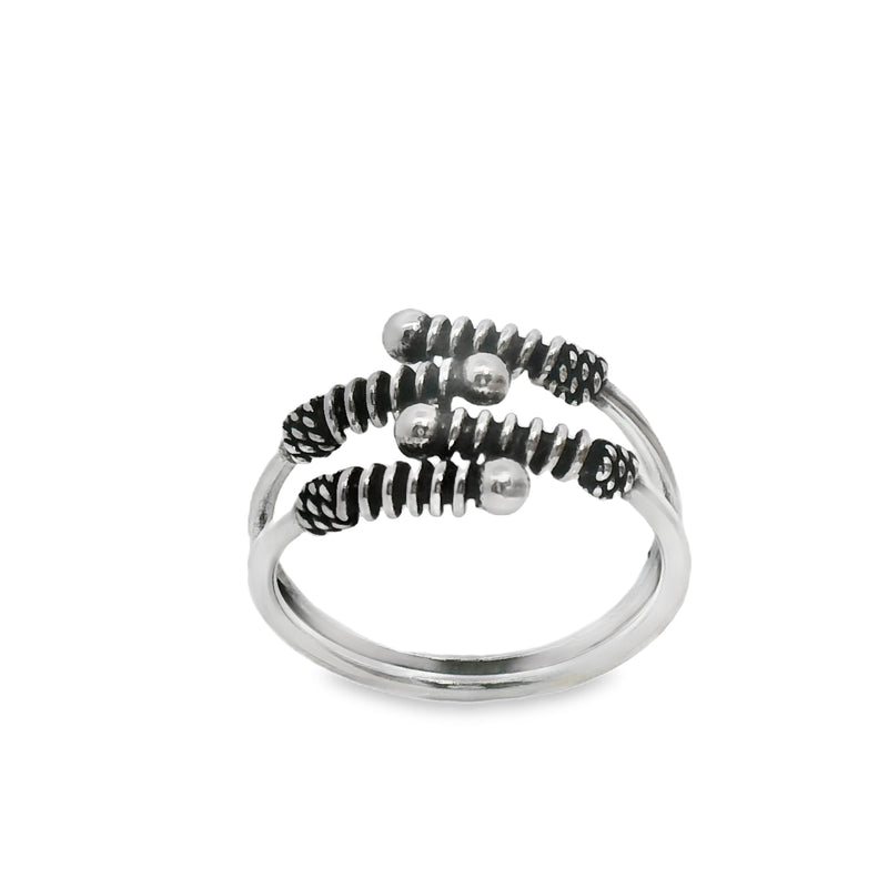 Anillo Resorte Pavonado de Plata 6