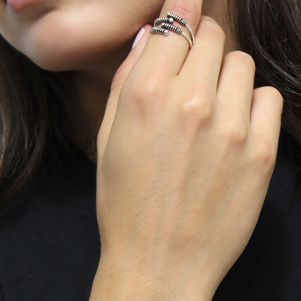 Anillo Resorte Pavonado de Plata