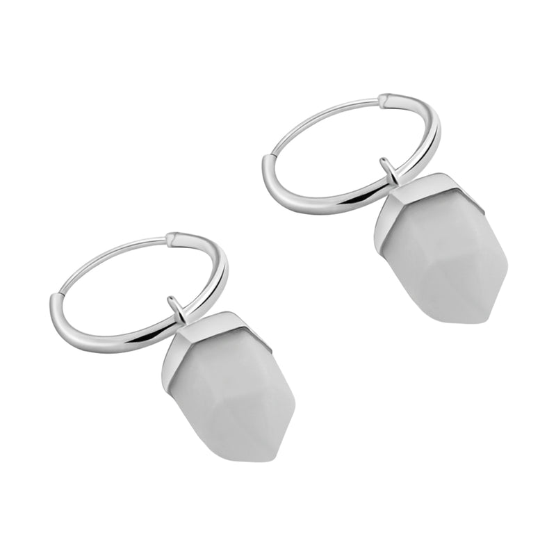 Arracadas Con Dije De Prisma Blanco