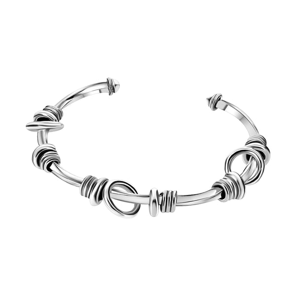 Brazalete Torcido Con Argollas De Plata