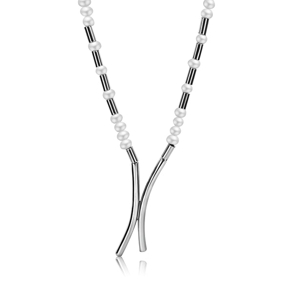 Collar Plata y Perla 45 cm