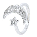 Anillo Luna Y Estrella De Plata Con Circonia