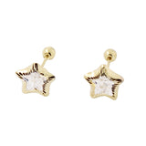 Aretes De Oro Estrella Con Circonia