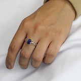 Anillo de Plata con Piedra Natural Redonda Esmeralda / 6