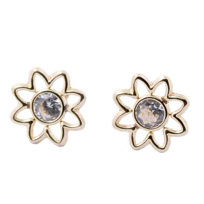 Aretes De Oro Sol Con Bisel