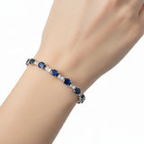 Pulsera De Piedra Natural Zafiro Con Circonia