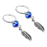 Arracadas Con Colgante De Pluma Y Ojo Turco