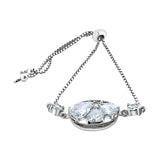 Pulsera De Plata Con Marquesita Blanco / Ajustable