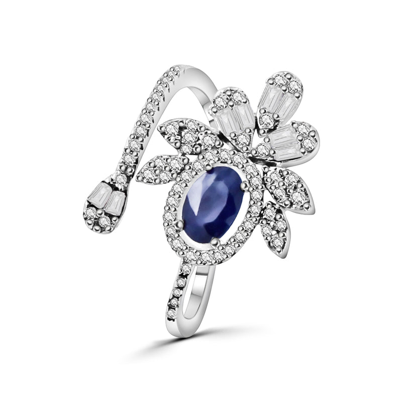 Anillo De Plata Con Piedra Natural Y Circonia Esmeralda / #6