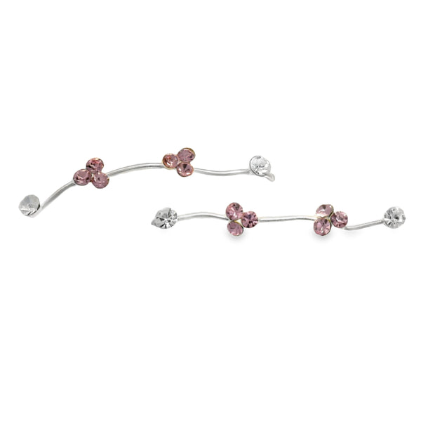 Arete Trepador Rosa y Blanco