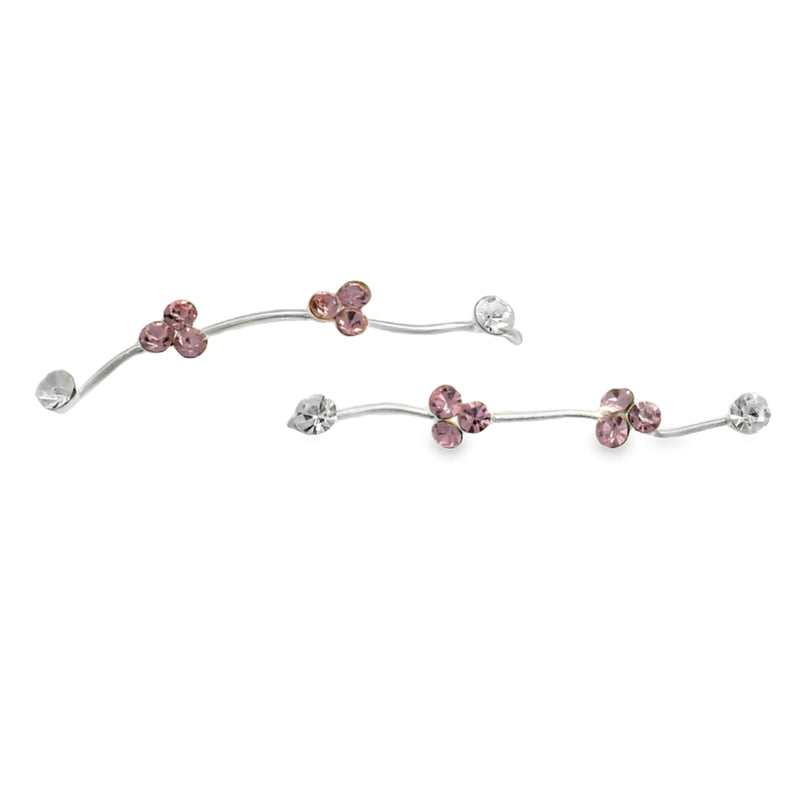 Arete Trepador Rosa y Blanco