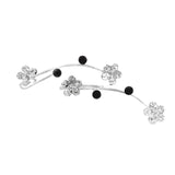 Arete Trepador 2 Flores 2 cristales Blanco