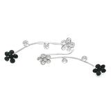 Arete Trepador 2 Flores 2 cristales Blanco