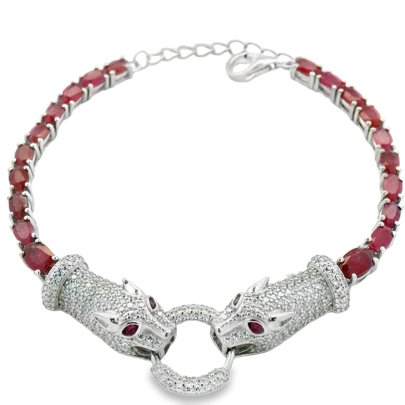 Pulsera de Tigre con Piedra Natural y Circonia Zafiro