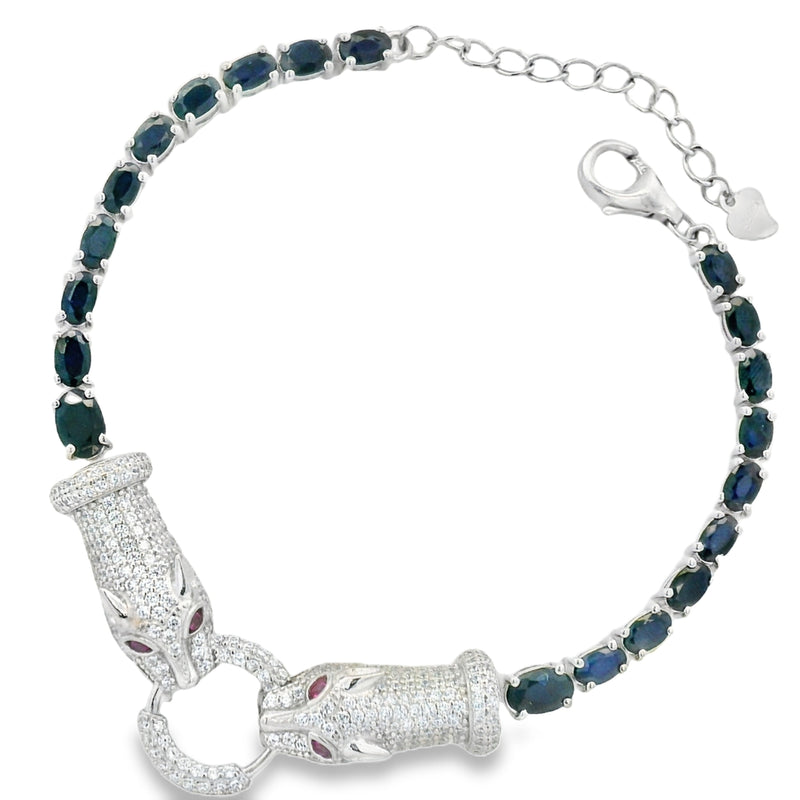 Pulsera de Tigre con Piedra Natural y Circonia Zafiro