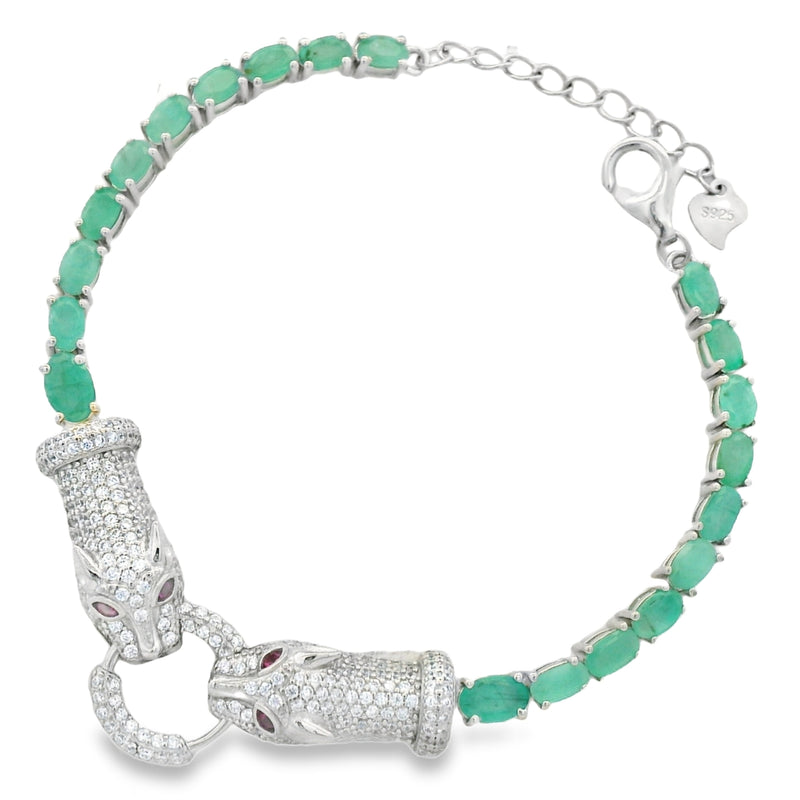 Pulsera de Tigre con Piedra Natural y Circonia Zafiro