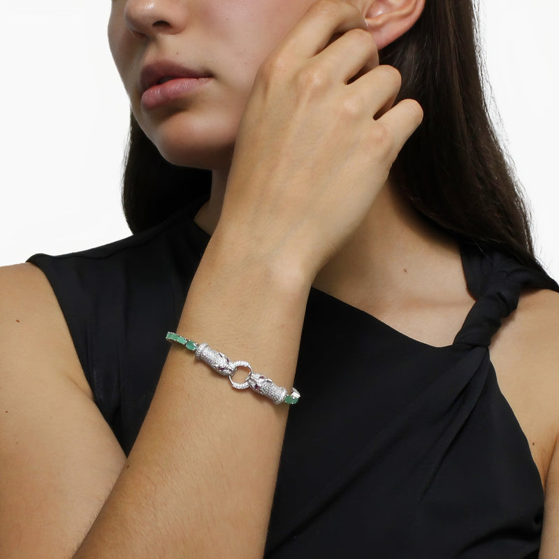 Pulsera de Tigre con Piedra Natural y Circonia