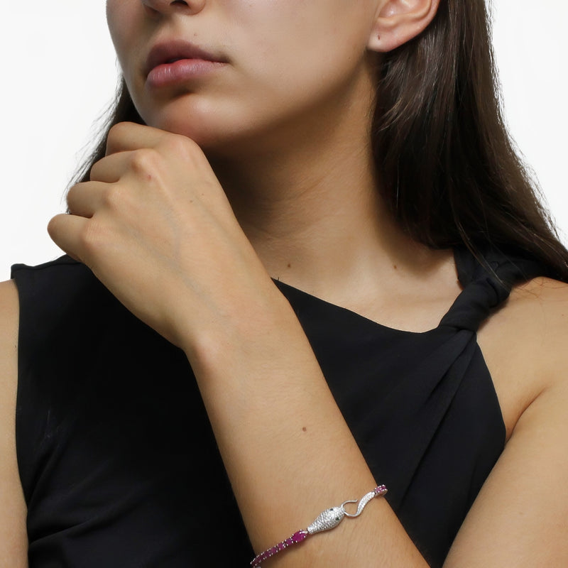 Pulsera de Serpiente de Piedra Natural y Circonia