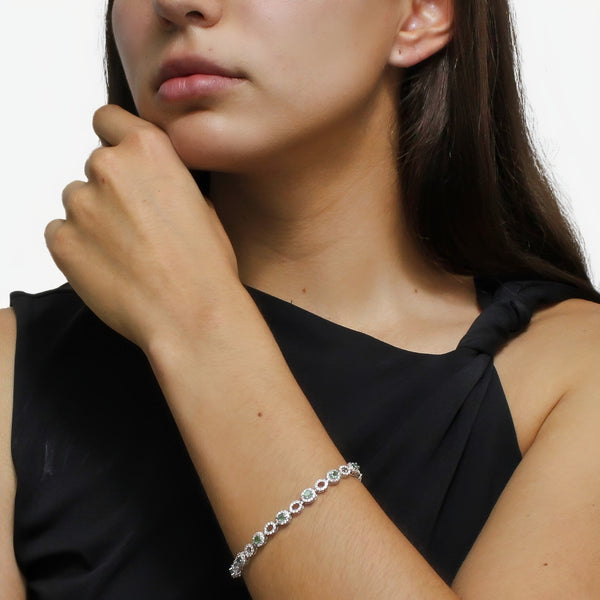 Pulsera Óvalos de Piedra Natural con Circonias