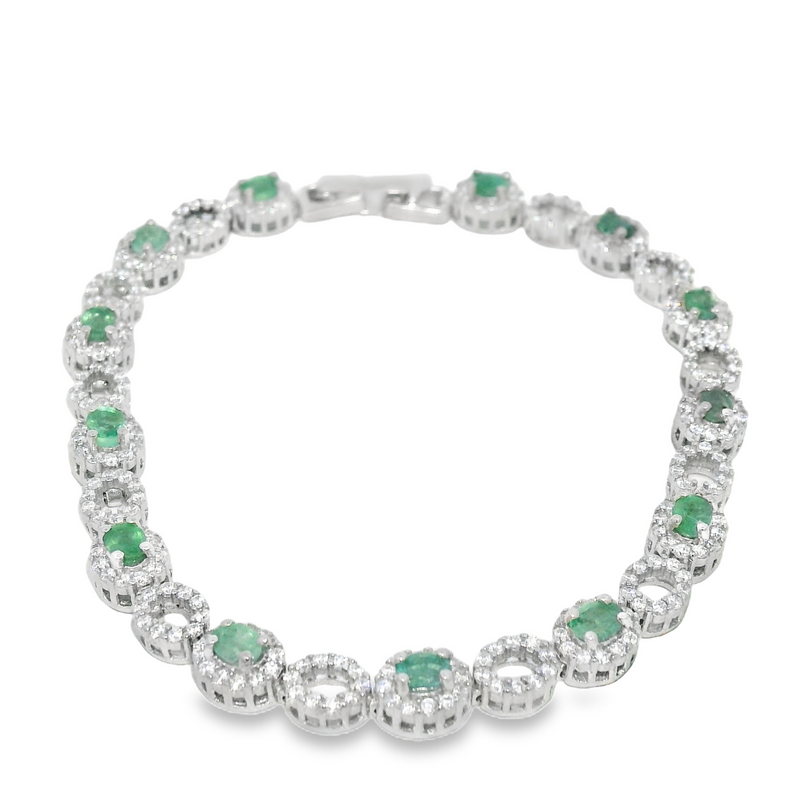 Pulsera Óvalos de Piedra Natural con Circonias Zafiro