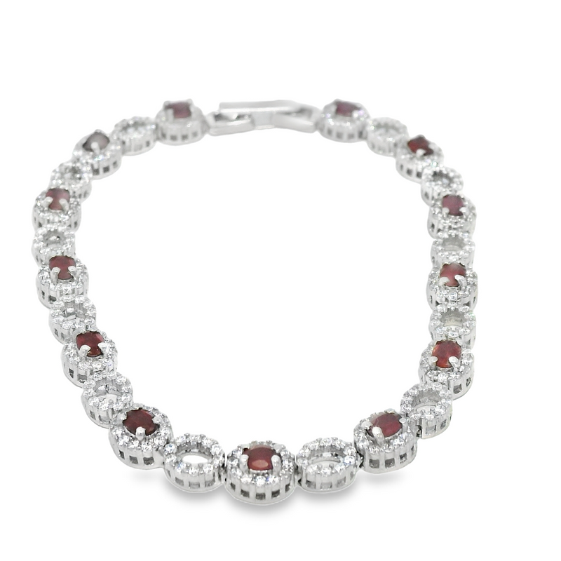 Pulsera Óvalos de Piedra Natural con Circonias Zafiro