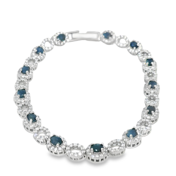 Pulsera Óvalos de Piedra Natural con Circonias Zafiro