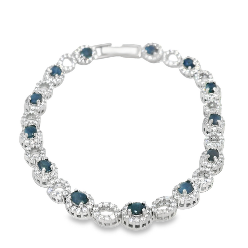 Pulsera Óvalos de Piedra Natural con Circonias Zafiro