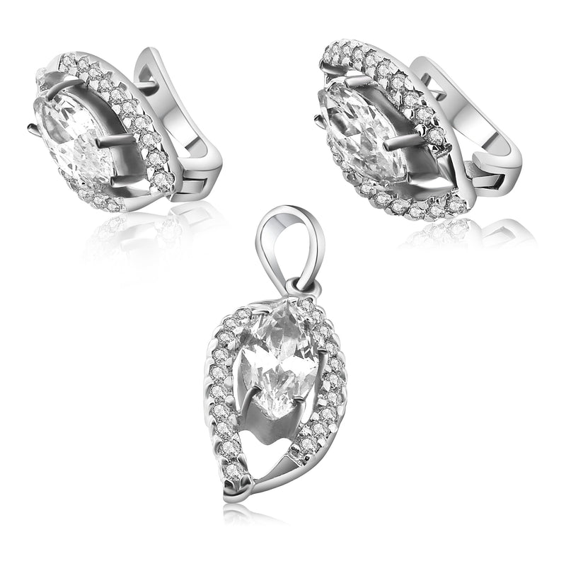 Juego De Plata Con Circonia Circonia / Blanco