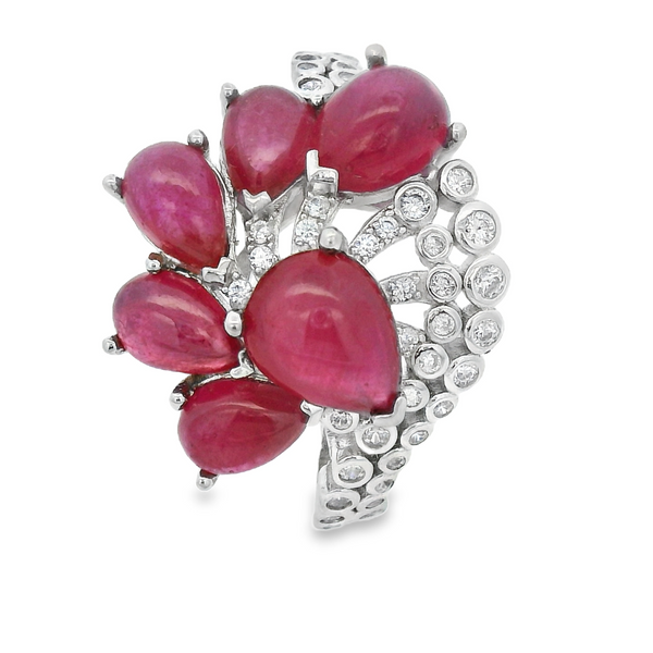Anillo Cabuchon de Piedra Natural Rubi / 8