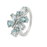 Anillo Piedra Natural Aguamarina Con Circonia 6