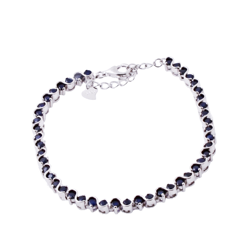 Pulsera De Hilera S Plata Con Piedra Natural