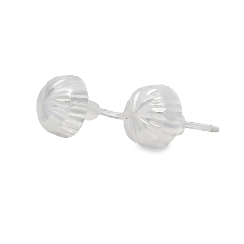 Arete Media Bola Diamantada con Broche de Bolita
