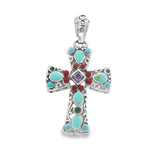 Cruz de Plata con Piedras Turquesa con amatista