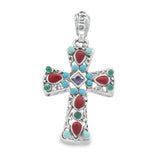Cruz de Plata con Piedras Turquesa con amatista