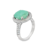 Anillo Ovalo de Piedra Natural y Circonias Esmeralda / 6