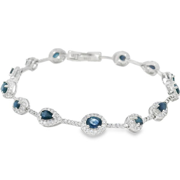 Pulsera Combinada de Piedras Preciosas y Circonia Zafiro