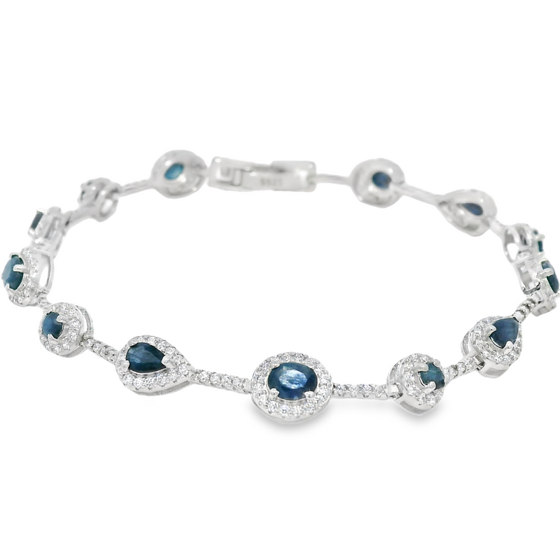 Pulsera Combinada de Piedras Preciosas y Circonia Zafiro