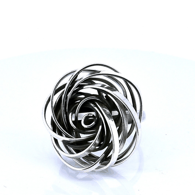 Anillo Rosa De Plata Ajustable