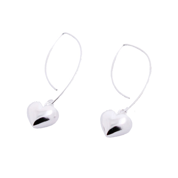 Aretes Largos Dobles Con Dije De Corazón