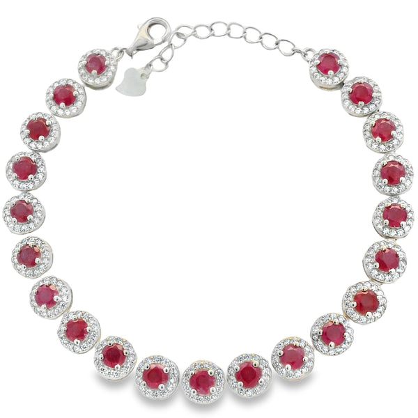 Pulsera Círculos de Piedras Preciosas y Circonia Zafiro