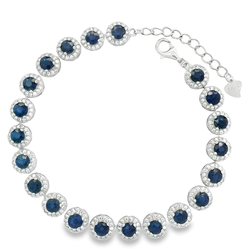 Pulsera Círculos de Piedras Preciosas y Circonia Zafiro
