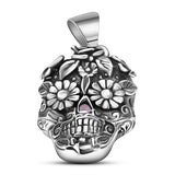 Dije Catrina Ojo Flores Oxidado De Plata