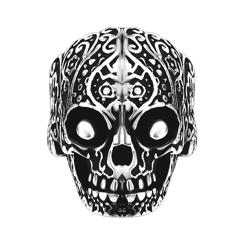 Anillo Calavera Oxidado De Plata #9