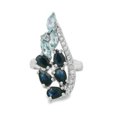 Anillo Azucena de Zafiro con Topacio Azul