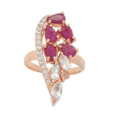 Anillo Azucena de Rubí con Cuarzo Rosa