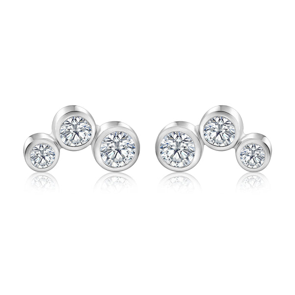 Aretes De Burbujas Plata Con Circonia Circonia